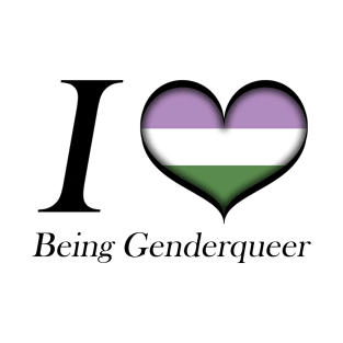 I Heart Being Genderqueer Design Pride Flag Colored Heart T-Shirt