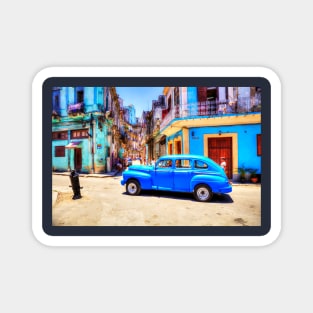 Blue Car, Consulado, Havana, Cuba Magnet