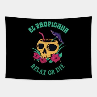 El Tropicana Tropical Skull Cocktail Tapestry