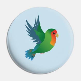 Flying green peach faced lovebird Pin