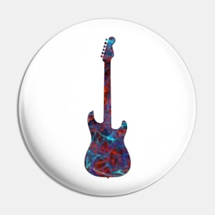 Blue on Red Flame Guitar Silhouette Pin