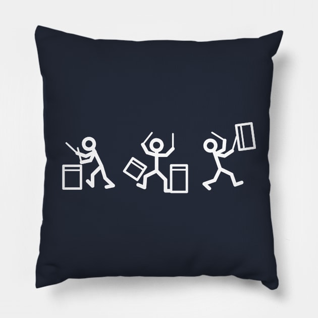 Drummer Stickmen (white) Pillow by schlag.art