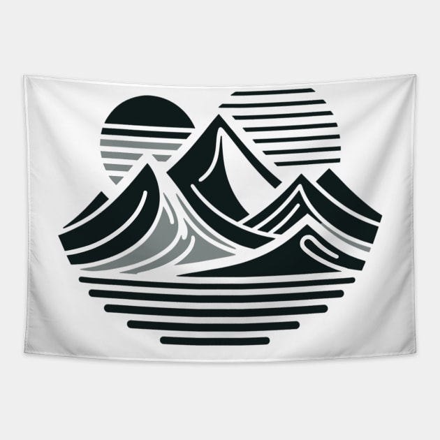 Minimalist Mountain - Abstract Horizon Tapestry by DefineWear