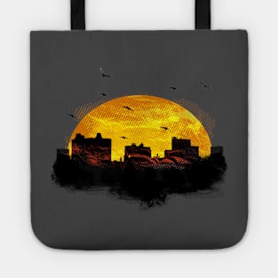 Sunset in city skyline Tote