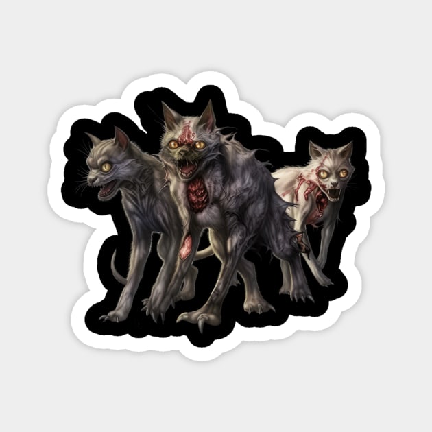 Cursed Trio: The Unholy Feline Awakening Magnet by MerlinArt