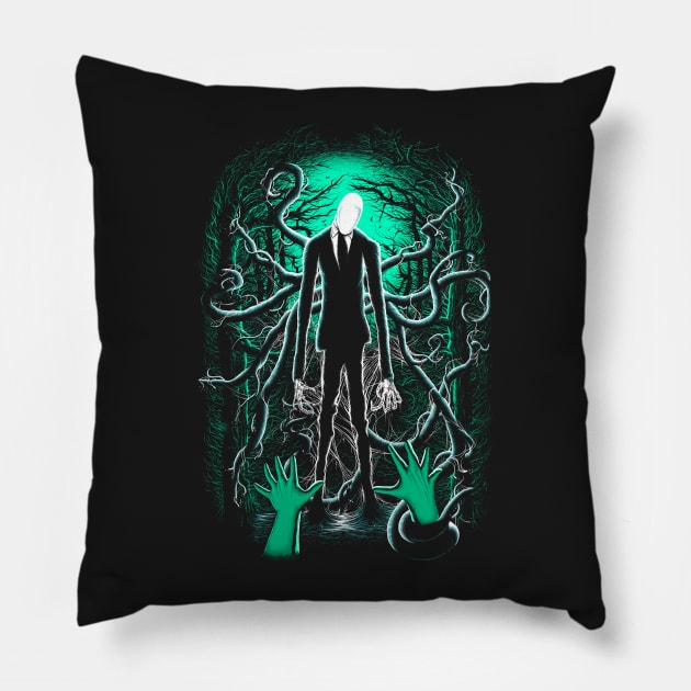 Slender Man (sea green) Pillow by KawaiiDread