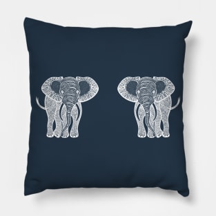 African Elephants in Love - detailed animal ink art design Pillow