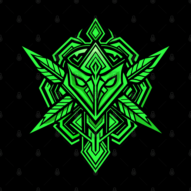 Neon Green abstract tribal cyberpunk by Ravenglow