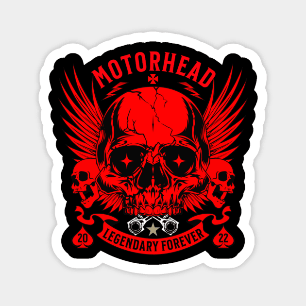 skull motorhead forever retro red Magnet by girls store