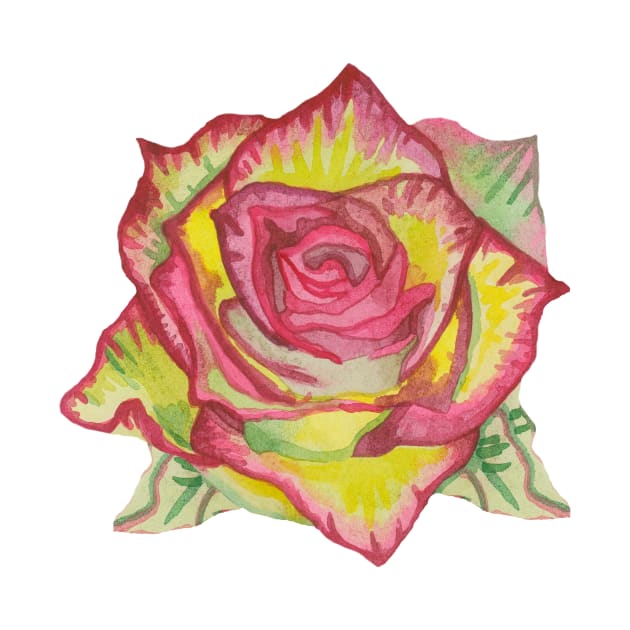 Beautiful yellow rose with pink petals by deadblackpony