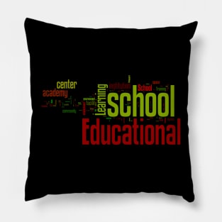 School and Education red, white, yellow word cloud Pillow