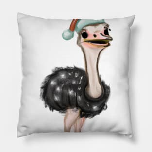 Cute Ostrich Drawing Pillow