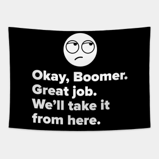 OK Boomer graphic Tapestry