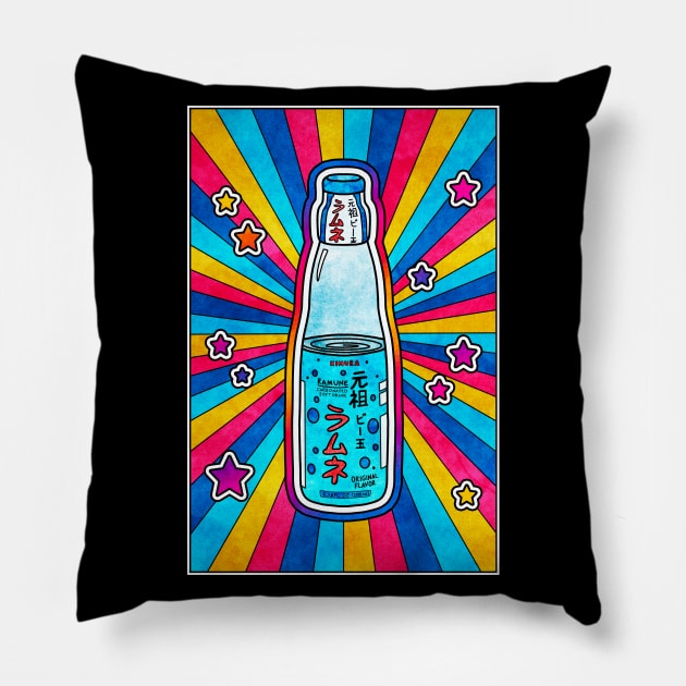 Ramune Japanese Soda Pillow by Kelly Louise Art