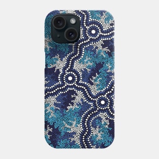 Aboriginal Art - Wetland Dreaming Blue Phone Case