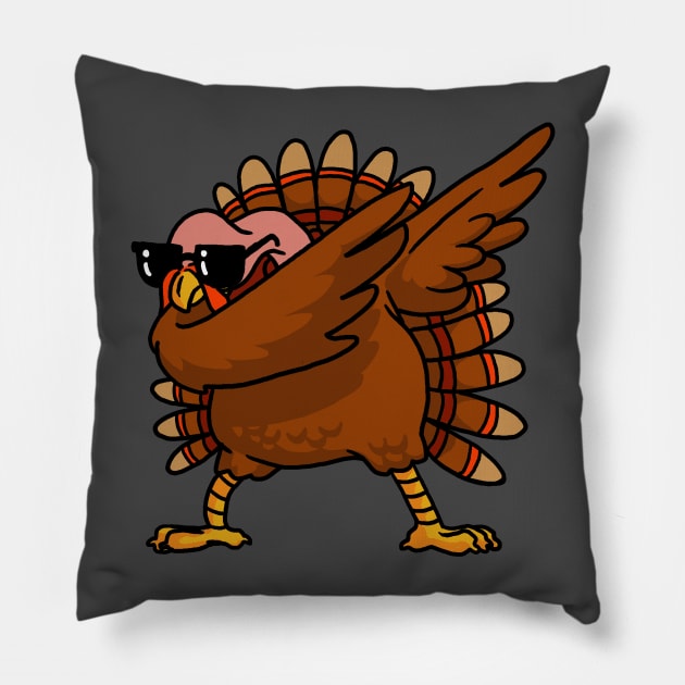 Dabbing Turkey Shirt Funny Thanksgiving Turkey Costume Shirt Pillow by vo_maria