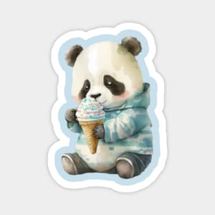 Panda Eating Ice Cream watercolor cute Magnet