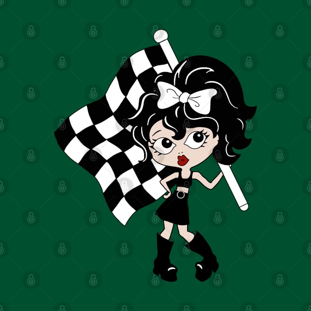 Hot Rod Hottie, Checkered flag girl, Cute Character Art by Morrissey OC