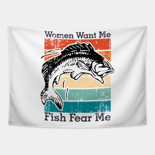 Women Fear Me, Fish Fear Me, Men Turn Their Eyes - Fishing, Ironic, Oddly  Specific Meme - Women Want Me Fish Fear Me - Tapestry