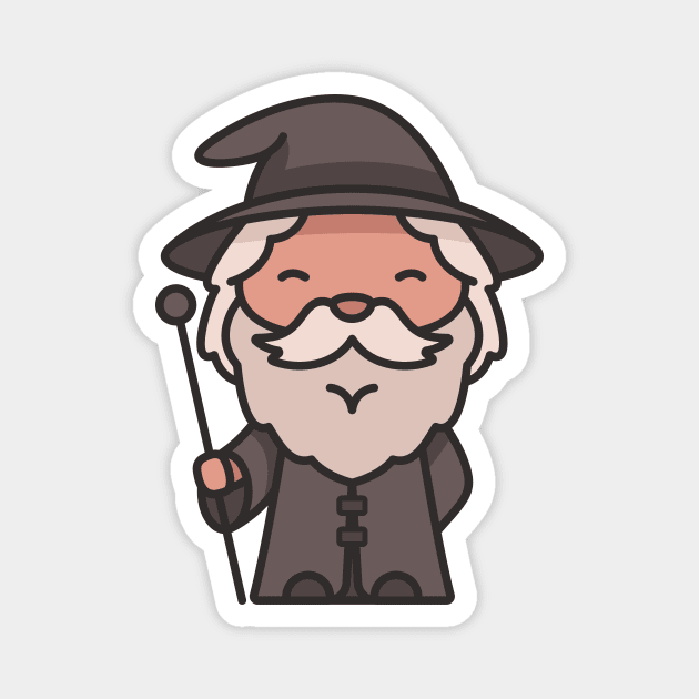 Cute Bearded Wizard Cartoon Magnet by SLAG_Creative