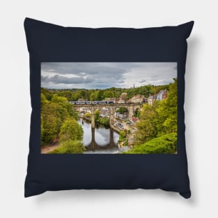 knaresborough Viaduct And Train Arriving Pillow