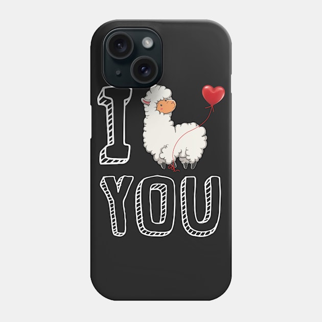 I Love You Llama Valentine T-shirt Phone Case by Elsie