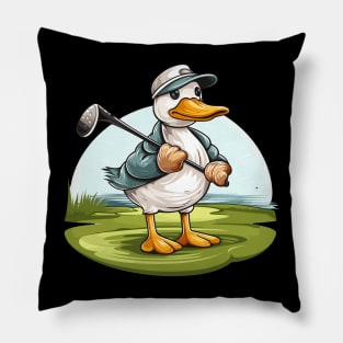 Duck playing golf Pillow