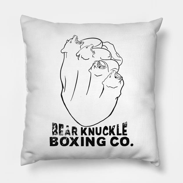 Bear Knuckle Boxing Co. (black design on light colors) Pillow by RobKingIllustration