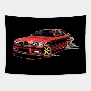 M3 E36 Illustration Red Tapestry