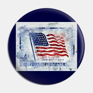 American flag Postage Stamp Watercolor art Pin