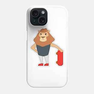 Lion as Skater with Skateboard Phone Case