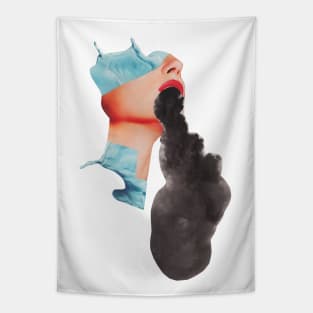 Girl Vomiting Foggy Nightmare Tapestry