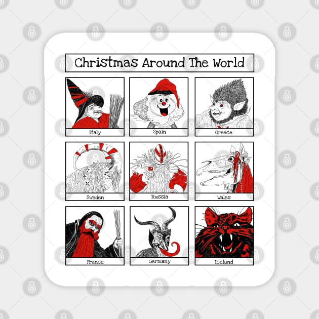 Christmas Characters Around The World Illustrations Magnet by H. R. Sinclair