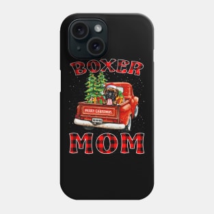 Christmas Boxer Mom Santa Hat Truck Tree Plaid Dog Mom Christmas Phone Case