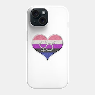 Large Gender Fluid Pride Flag Colored Heart with Ace Symbol Phone Case