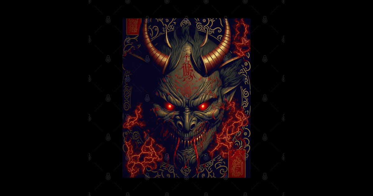 Asian Demon face - Demon Face - Sticker | TeePublic