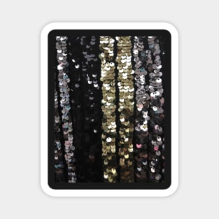 Photographic Image of Sequins in Black, Gold and Silver Magnet