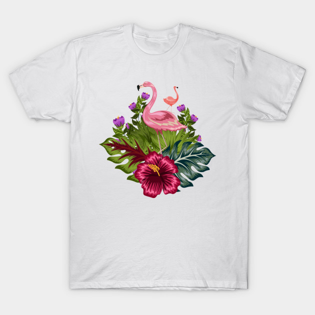 Flamant Rose Fleurs Tropicales