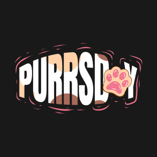 Logo Purrsday With Cat Paw On Purrsday T-Shirt