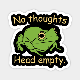 no thoughts head empty frog retro word art meme Magnet