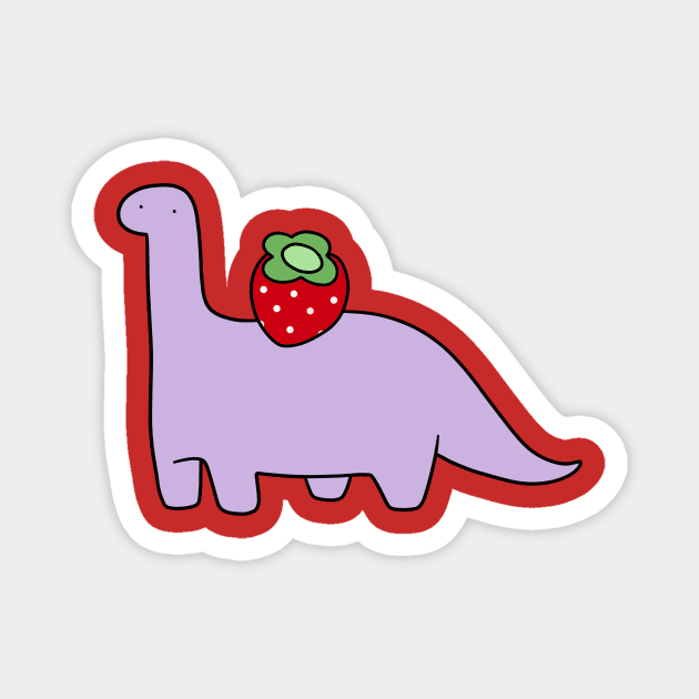 Strawberry Long Neck Dino Magnet by saradaboru