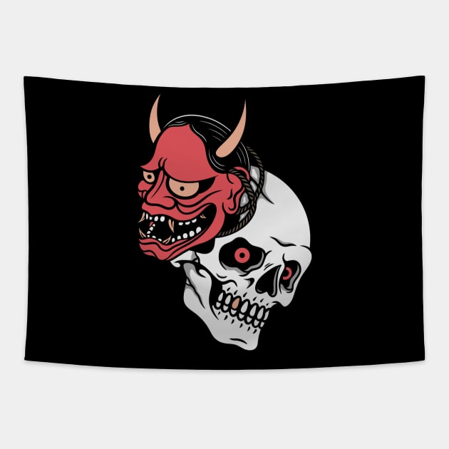 Devil and skull Tapestry by gggraphicdesignnn