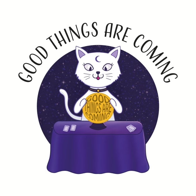 Good Things Are Coming: Magic Cat with a Crystal Ball by GosiaArtGarden