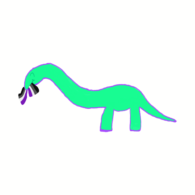 Asexual Longneck dinosaur with pride flag by system51