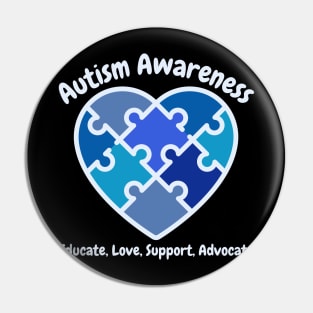 Autism Awareness heart Pin