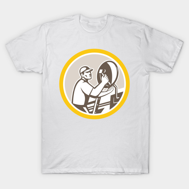Tv Satellite Dish Installer Retro Circle Technician T Shirt Teepublic