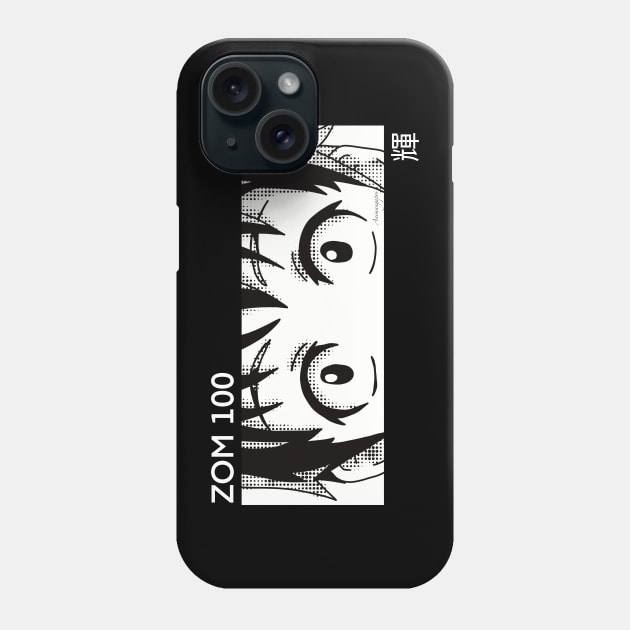 Akira Tendou from Zom 100 Bucket List of the Dead or Zombie ni Naru made ni Shitai 100 no Koto Anime Eyes Boy Character in Aesthetic Pop Culture Art with His Awesome Japanese Kanji Name - Black Phone Case by Animangapoi