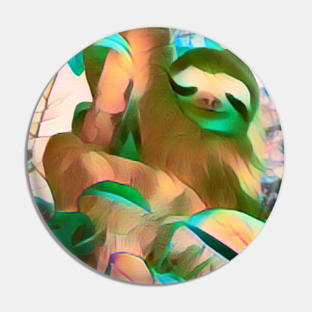 Three-toed Sloth In Tree Pin by AJDesignsstuff