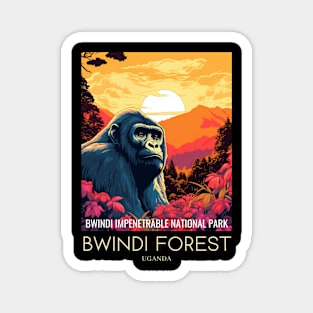 A Pop Art Travel Print of Bwindi Impenetrable National Park - Uganda Magnet