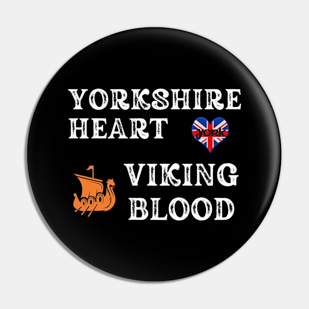 Yorkshire Heart Viking Blood. White text.Gift ideas for historical enthusiasts. Pin by Papilio Art